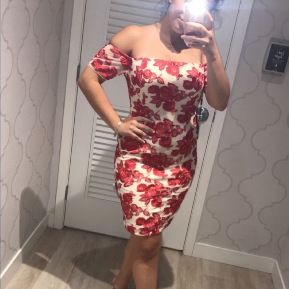 Karl lagerfeld floral off shoulder dress - Picture 2 of 5